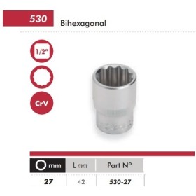 LLAVE DE VASO CON BOCA DE ESTRELLA DE 1/2"-27mm DOGHER COD. 530-27