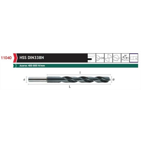 BROCA REBAJADA HSS DIN.338 DE 16X178mm. REF.1104