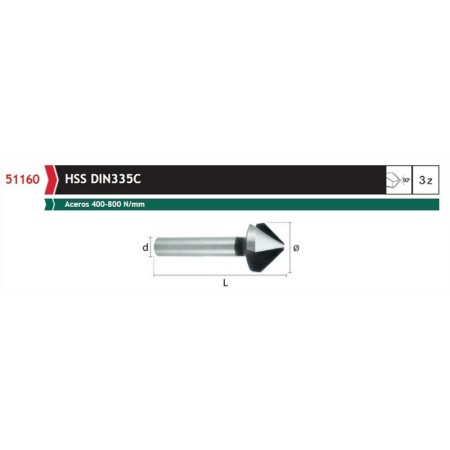 AVELLANADOR HSS 90º DIN.335C DE 12.40mm. REF.5116