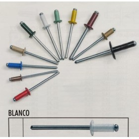 REMACHE BRALO DE ALUMINIO Y CABEZA ALOMADA DE 4x8mm EN COLOR BLANCO