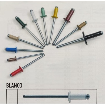 REMACHE BRALO DE ALUMINIO Y CABEZA ALOMADA DE 4x8mm EN COLOR BLANCO