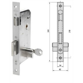 CERRADURA DE EMBUTIR CVL 1970N/40/2 FRENTE EN HIERRO LATONADO