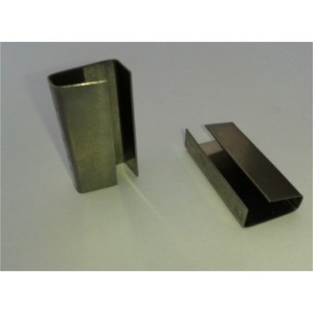 PRECINTO METALICO TELLE PARA FLEJE DE PLASTICO DE 16mm. AJ-1912 (CAJA 3000uds).