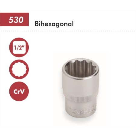 LLAVE DE VASO CON BOCA DE ESTRELLA DE 1/2"-24mm DOGHER COD. 530-24