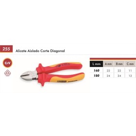 ALICATE AISLADO DE CORTE DIAGONAL DOGHER 160mm VDE1000V REF. 255-160