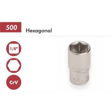 LLAVE VASO CON BOCA HEXAGONAL DE 1/4" DOGHER DE 13mm COD. 500-13