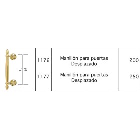 TIRADOR DE LATON DE 250mm CURVO/DESPLAZADO LISO