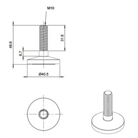 PIE NIVELADOR DE M-10 CON BASE DE Ø40mm ref. 45