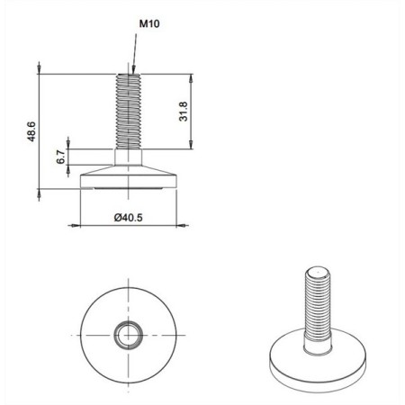 PIE NIVELADOR DE M-10 CON BASE DE Ø40mm ref. 45