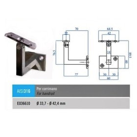 SOPORTE DE PASAMANOS PARA PARED MOVIL CUADRADO PARA TUBO DE Ø42 ref.E036610