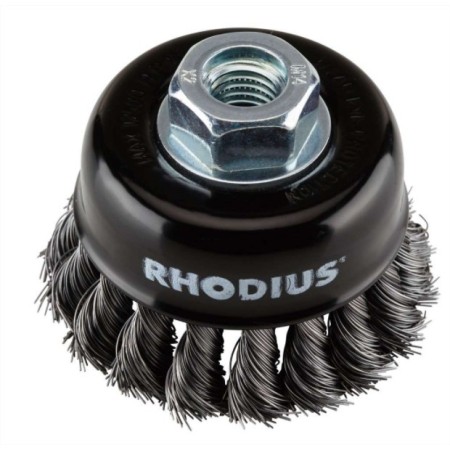 CEPILLO RHODIUS TAZA ACERO TRENZADO GRIS Ø65mm M-14  ref. 353009
