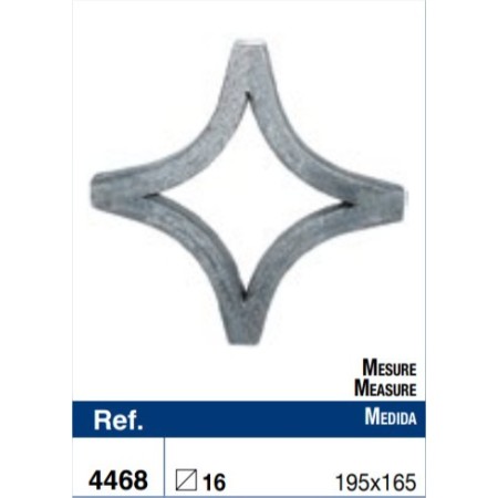 ADORNO DE CANCELA DE HIERRO FORJADO ROMBO PLANO #16x16mm ref.4468