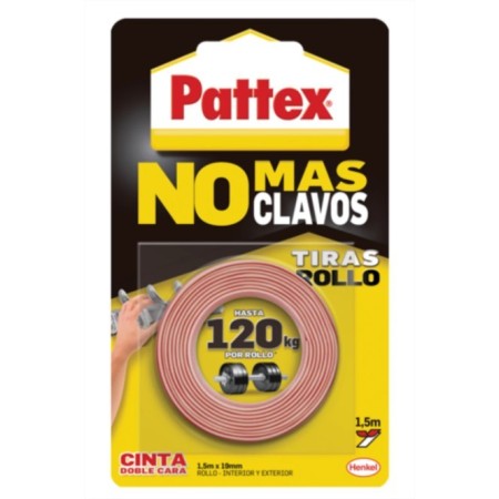CINTA DOBLE CARA PATTEX NO MAS CLAVOS  1,5mx19mm 73669  UE12