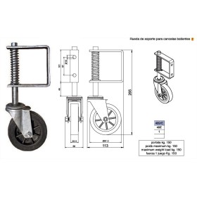 RUEDA CON MUELLE IBFM Ø100mm CON SOPORTE ref. 489/E