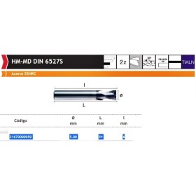 FRESA DE METAL DURO HEPYC HM-MD DIN 6527S DE Ø5mm ref. 3167