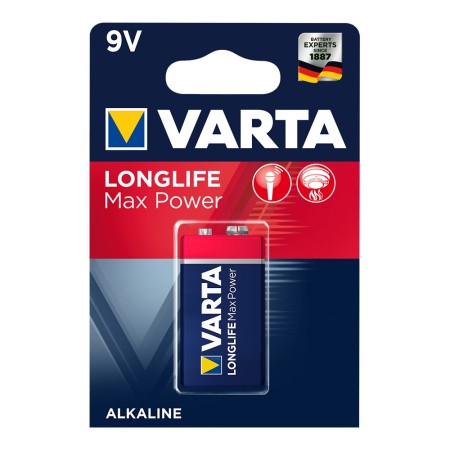 PILA ALKALINA 9.0V 6LR61 VARTA LONGLIFE MAX POWER (1 unidad).
