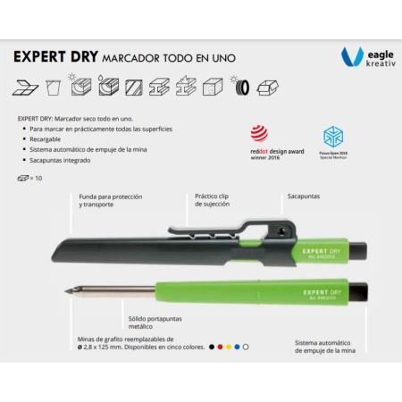 MARCADOR EXPERT DRY DE GRAFITO + 10 MINAS DE 3 COLORES ref. EK8482202