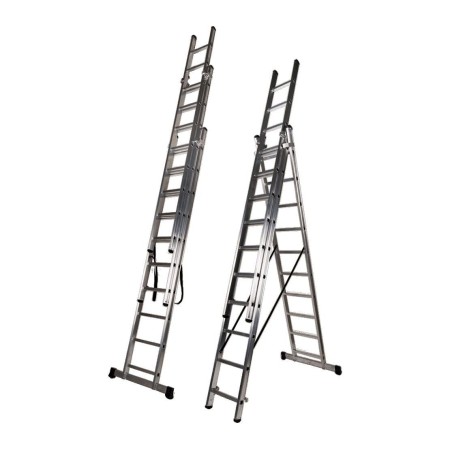 ESCALERA DE ALUMINIO FERRAL mod. ELITE DE 3 TRAMOS DE 3m CONVERTIBLE 3x10 PELDAÑOS