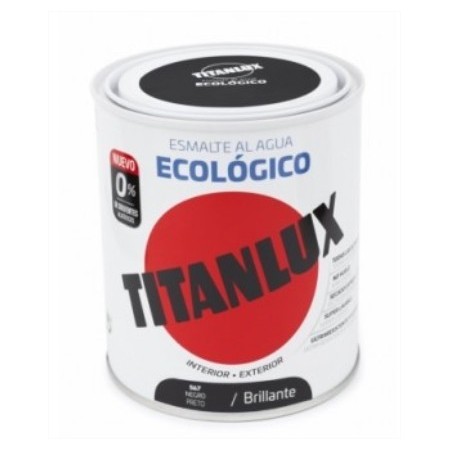 ESMALTE NEGRO BRILLO TITANLUX AL AGUA 750ml