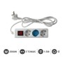 BASE MULTIPLE RECTA BLANCA CON 3 TOMAS E INTERRUPTOR