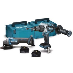COMBO MAKITA DLX2413TJ DE 18V TALADRO DHP486Z + AMOLADORA DGA504Z + 2x5Ah + MAKPAC