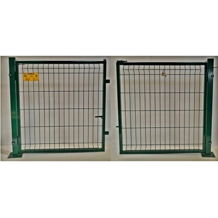 PUERTA METÁLICA DE VALLA PLEGADA 2 X 1 METRO LACADA VERDE CON PLACAS DE ANCLAJE EN 2 HOJAS