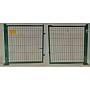 PUERTA METÁLICA DE VALLA PLEGADA 2 X 1 METRO LACADA VERDE CON PLACAS DE ANCLAJE EN 2 HOJAS