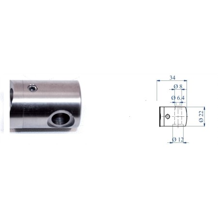 SUJETACABLE INOXIDABLE PARA CABLE Ø5mm PLANO IZQUIERDO ref. EST053SX