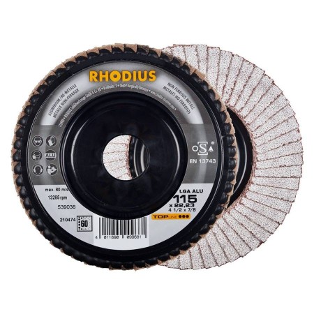 DISCO RHODIUS DE LÁMINAS P/ALUMINIO LGA ALU Ø125x22mm GRANO 60