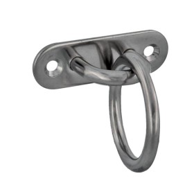 PLACA DE AMARRE INOX OVAL CON ANILLA DE 80x26mm ref. 24073