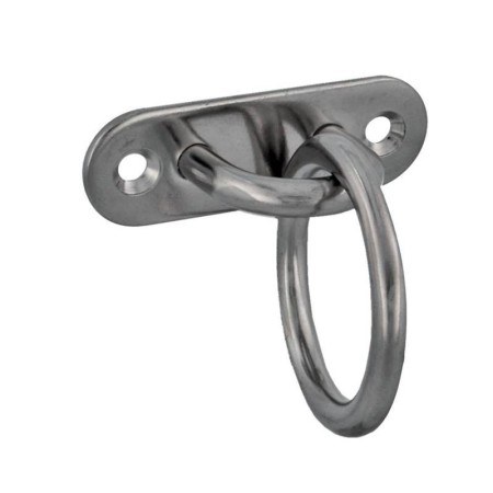 PLACA DE AMARRE INOX OVAL CON ANILLA DE 80x26mm ref. 24073