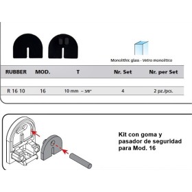GOMA PARA PINZA DE ACERO INOX MODELOS E116033/42 PARA CRISTAL DE 10mm ref. R1610
