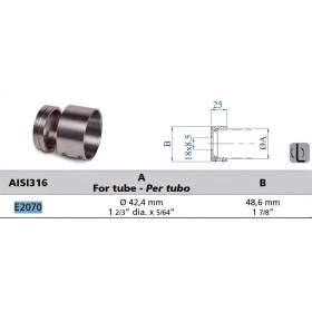 SOPORTE INOXIDABLE DE PARED PARA TUBO DE Ø42 ref. E2070/304