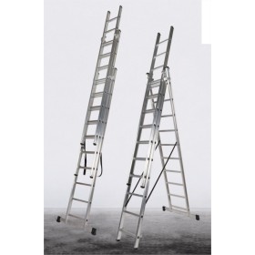 ESCALERA DE ALUMINIO FERRAL DE 3 TRAMOS DE 3m CONVERTIBLE 3x14 PELDAÑOS