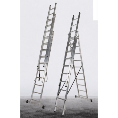 ESCALERA DE ALUMINIO FERRAL DE 3 TRAMOS DE 3m CONVERTIBLE 3x14 PELDAÑOS