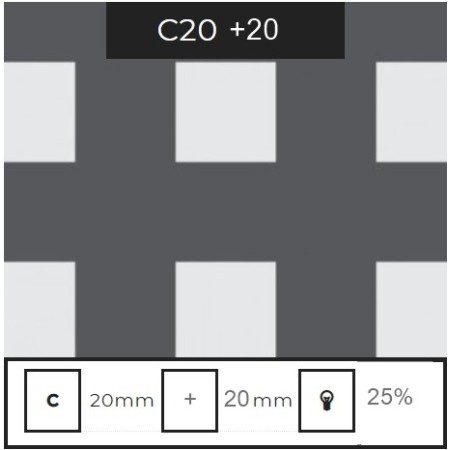 CHAPA PERFORADA AGUJERO CUADRADO DE 20X20MM, CALLE DE 20MM, ESPESOR 1,5MM DE 3000 X 1500
