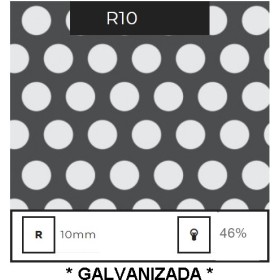CHAPA PERFORADA AGUJERO REDONDO DE 10 MM ESPESOR 1,5 MM DE 3000X1500 *GALVANIZADA*