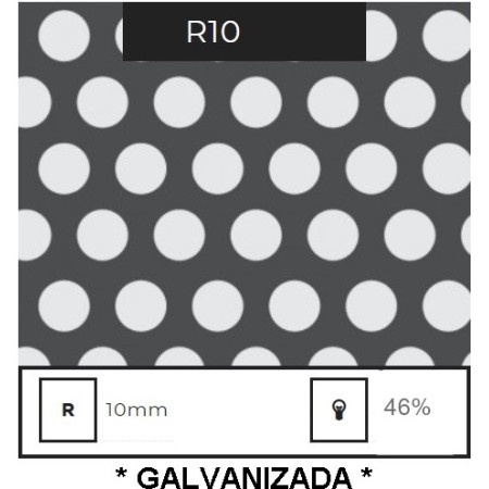 CHAPA PERFORADA AGUJERO REDONDO DE 10 MM ESPESOR 1,5 MM DE 3000X1500 *GALVANIZADA*