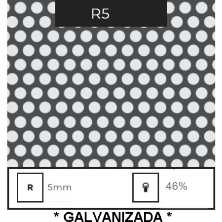 CHAPA PERFORARA AGUJERO REDONDO DE 5 MM, ESPESOR 1,5 MM  DE 3000X1500 *GALVANIZADA*