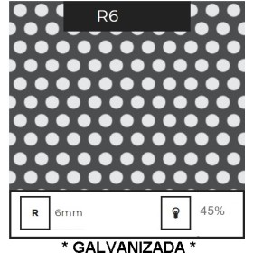 CHAPA PERFORADA AGUJERO REDONDO DE 6 MM ESPESOR 1,5 MM DE 3000X1500 *GALVANIZADA*