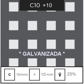 CHAPA PERFORADA AGUJERO CUADRADO DE 10X10MM, CALLE DE 10MM, ESPESOR 1,5MM DE 3000 X 1500 *GALVANIZ