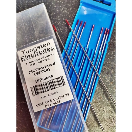 ELECTRODO TUNGSTENO 2% TORIO Ø1,6mm COLOR ROJO (multiuso)