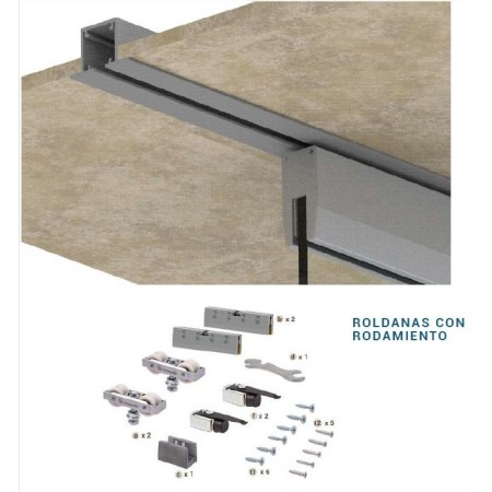KIT ROANDI COLGADEROS + CARRIL DE 3m PARA PUERTAS DE CRISTAL ref. 3RG40FT
