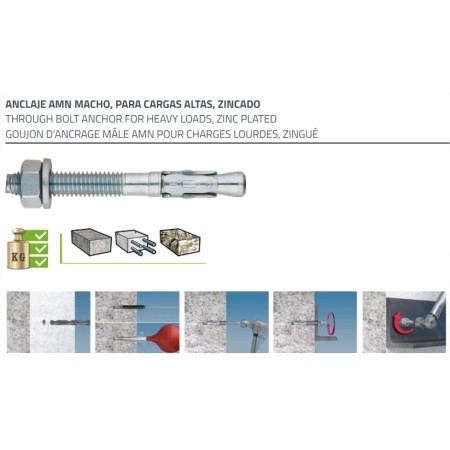 TACO ACERO MAREFIX CON TUERCA M-10x90mm (CAJA 100uds) AMN10090