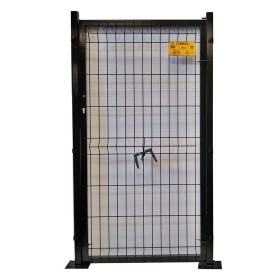 PUERTA METÁLICA PARA CERRAMIENTO DE VALLA PLEGADA 0,80 X1,5 METRO LACADA NEGRO CON PLACAS DE ANCLAJE
