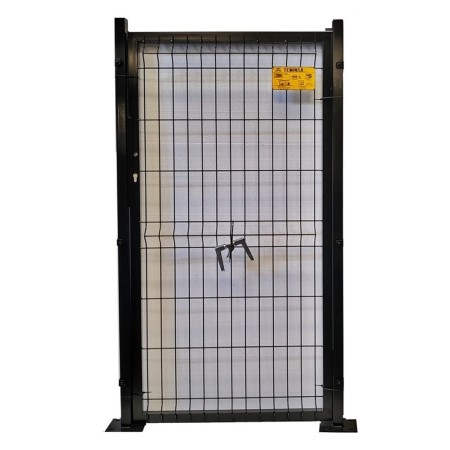 PUERTA METÁLICA PARA CERRAMIENTO DE VALLA PLEGADA 0,80 X1,5 METRO LACADA NEGRO CON PLACAS DE ANCLAJE