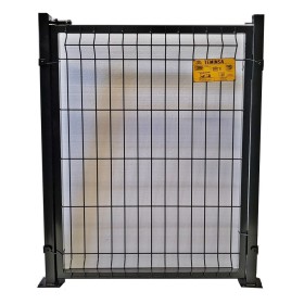 PUERTA METÁLICA PARA CERRAMIENTO DE VALLA PLEGADA 0,80 X 1 METRO EN NEGRO CON PLACAS DE ANCLAJE