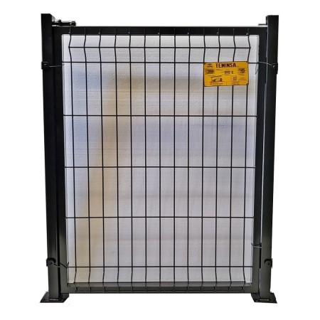 PUERTA METÁLICA PARA CERRAMIENTO DE VALLA PLEGADA 0,80 X 1 METRO EN NEGRO CON PLACAS DE ANCLAJE