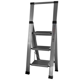 ESCALERA ALUMINIO DOMÉSTICA RUBIK EXTRAPLANA DE 3 PELDAÑOS