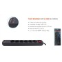 BASE MULTIPLE RECTA NEGRA WESSER DE 6 TOMAS + 2 TOMAS USB